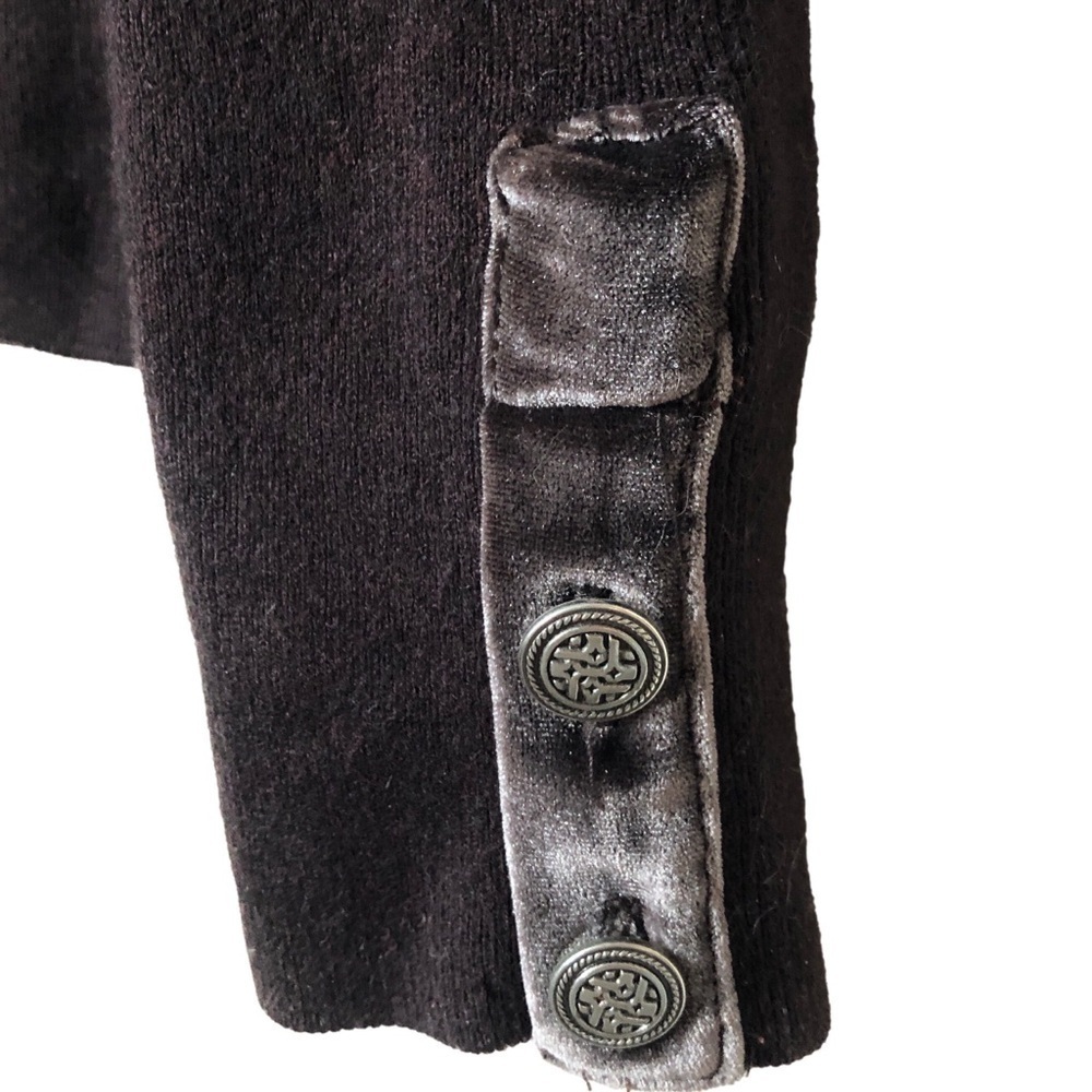 Mocha Vintage 90s Turtleneck Sweater Slim Angora Blend Velvet & Button Trim S - Picture 5 of 10